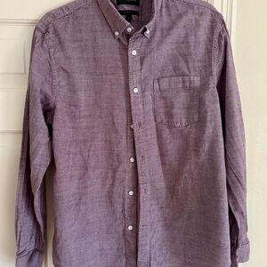 Banana Republic Men's L Berry Button-Down Oxford long sleeve Shirt untucked fit